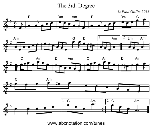 3rd. Degree, The - staff notation