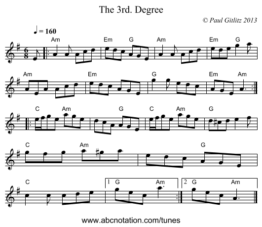 3rd. Degree, The - staff notation