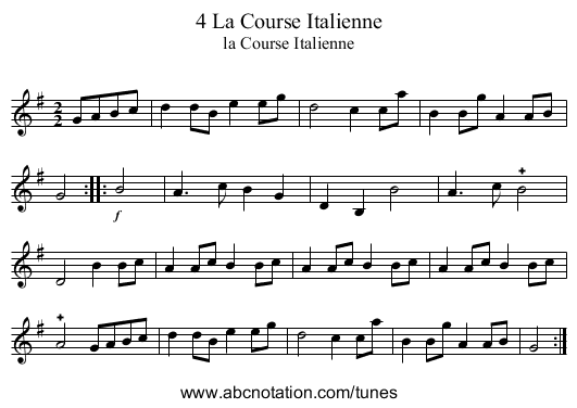 4 La Course Italienne - staff notation