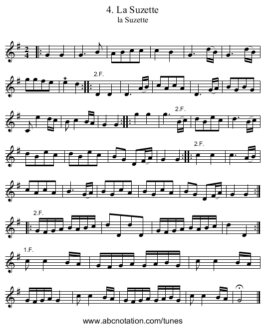 4. La Suzette - staff notation