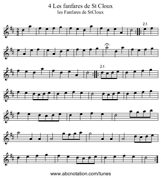 4 Les fanfares de St Cloux - staff notation