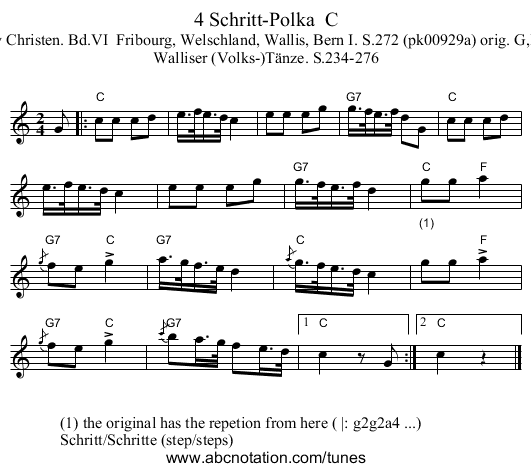 4 Schritt-Polka  C - staff notation