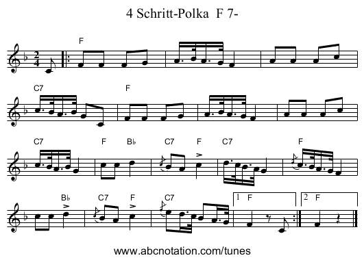 4 Schritt-Polka  F 7- - staff notation