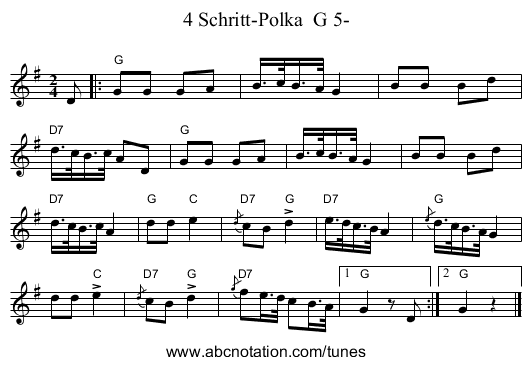 4 Schritt-Polka  G 5- - staff notation
