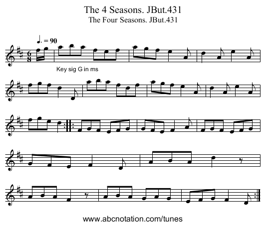 4 Seasons. JBut.431, The - staff notation