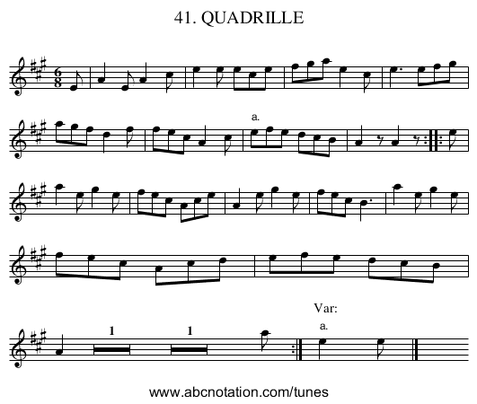 41. QUADRILLE - staff notation