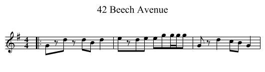 42 Beech Avenue - staff notation