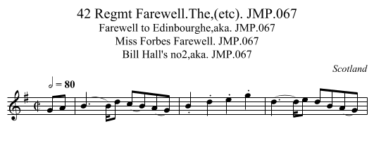 42 Regmt Farewell.The,(etc). JMP.067 - staff notation