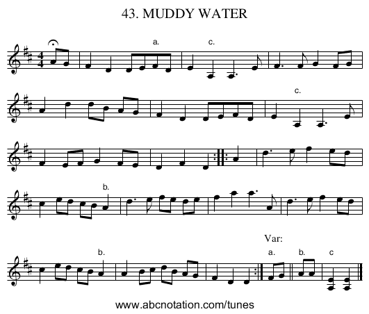43. MUDDY WATER - staff notation