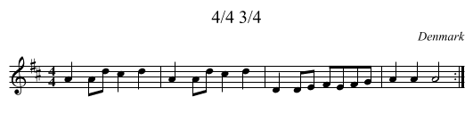 4/4 3/4 - staff notation