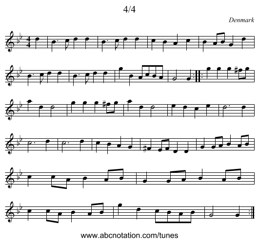4/4 - staff notation