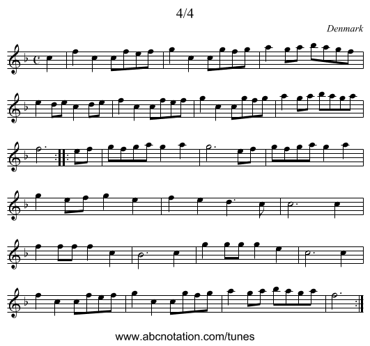 4/4 - staff notation