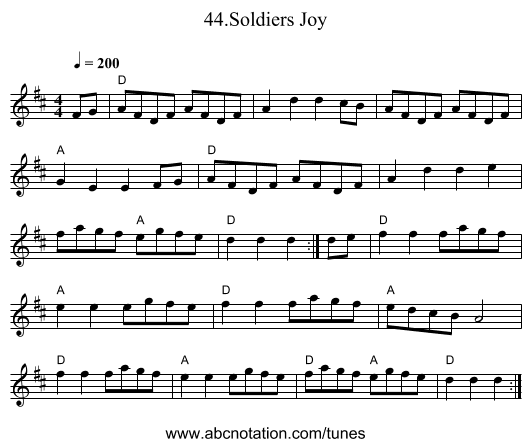 44.Soldiers Joy - staff notation