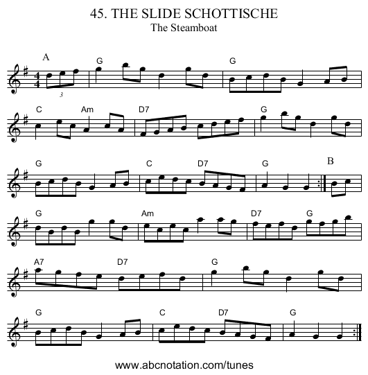 45. THE SLIDE SCHOTTISCHE - staff notation