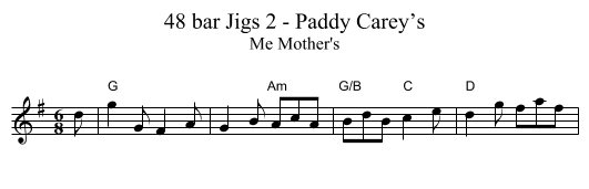 48 bar Jigs 2 - Paddy Carey’s - staff notation