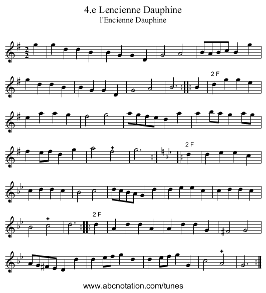 4.e Lencienne Dauphine - staff notation