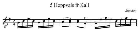 5 Hoppvals fr Kall - staff notation