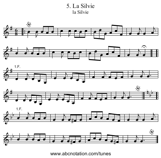 5. La Silvie - staff notation