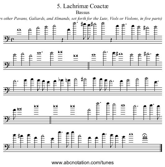 5. Lachrim&aelig; Coact&aelig; - staff notation