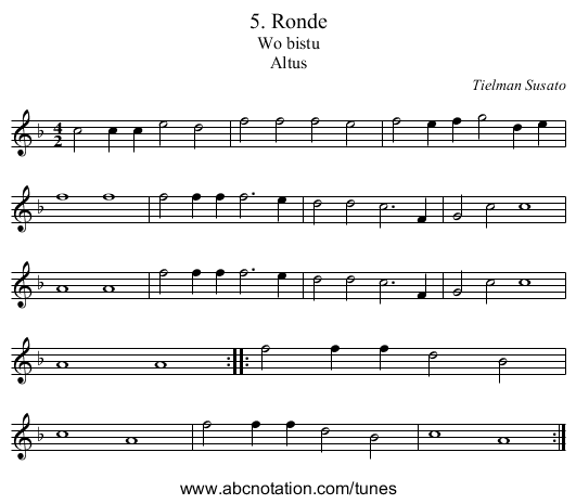 5. Ronde - staff notation