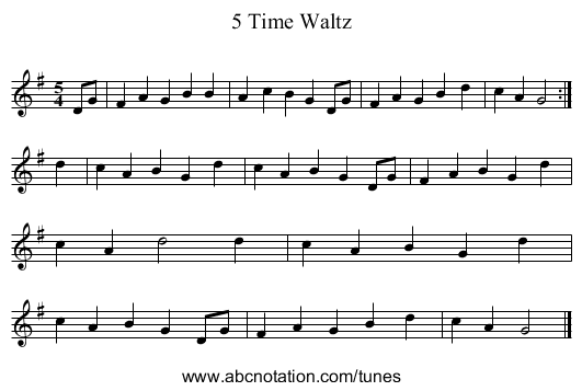 5 Time Waltz - staff notation