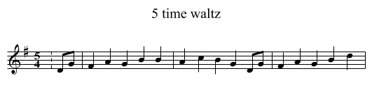 5 time waltz - staff notation