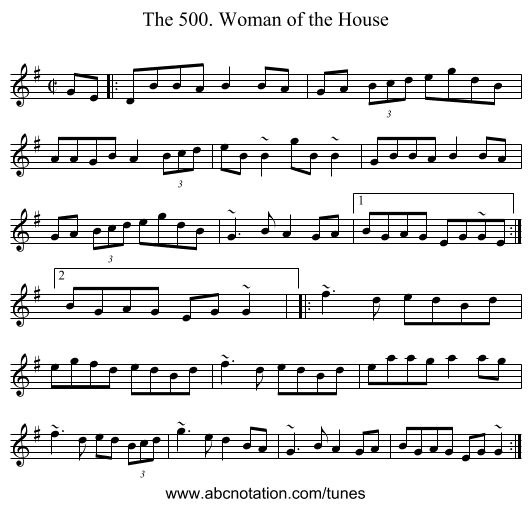500. Woman of the House, The - staff notation