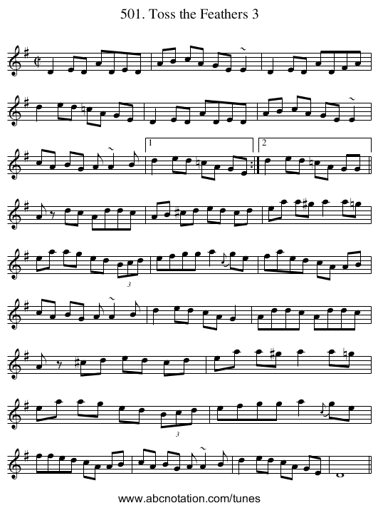 501. Toss the Feathers 3 - staff notation
