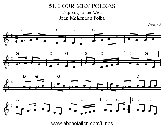 51. FOUR MEN POLKAS - staff notation