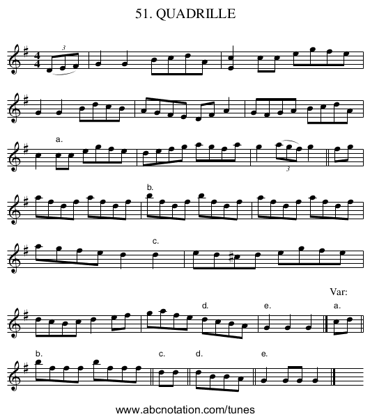 51. QUADRILLE - staff notation