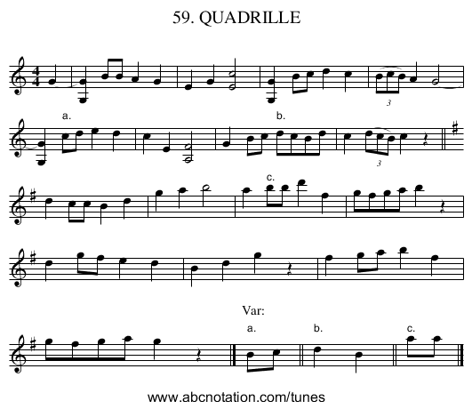 59. QUADRILLE - staff notation