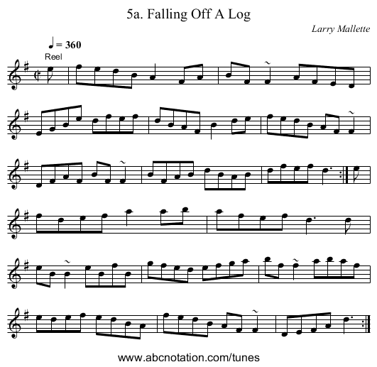5a. Falling Off A Log - staff notation