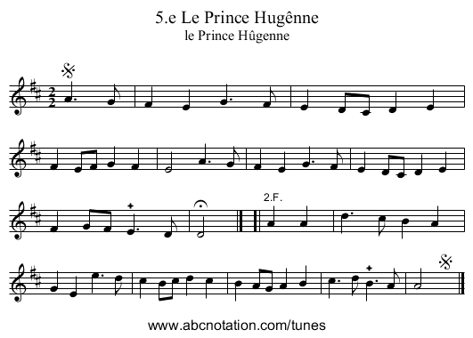 5.e Le Prince Hugênne - staff notation