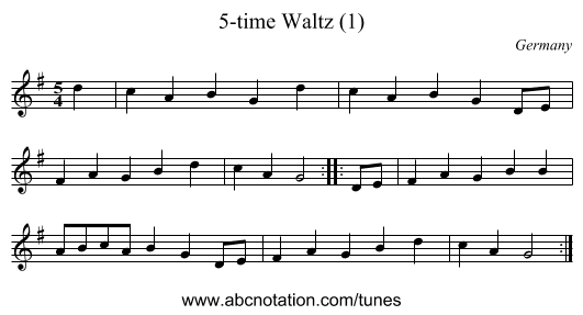 5-time Waltz (1) - staff notation