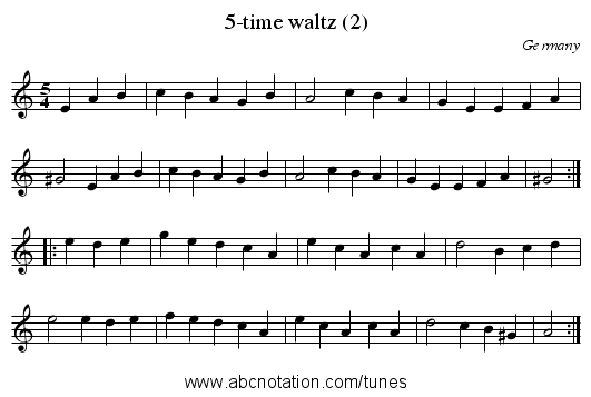 5-time waltz (2) - staff notation