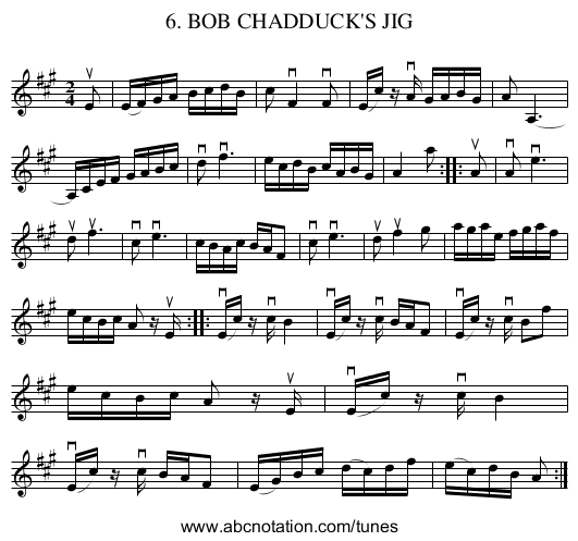 6. BOB CHADDUCK'S JIG - staff notation