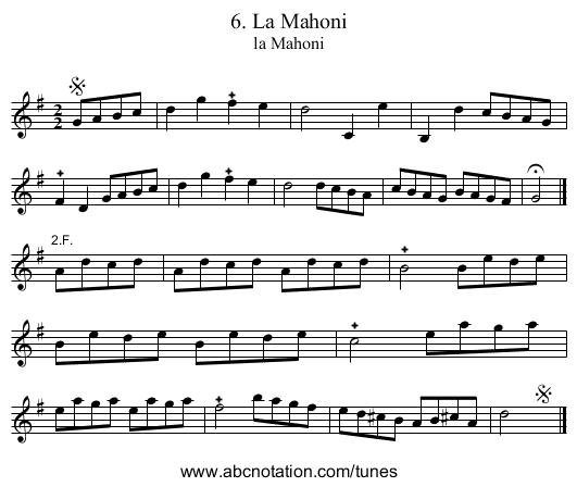 6. La Mahoni - staff notation
