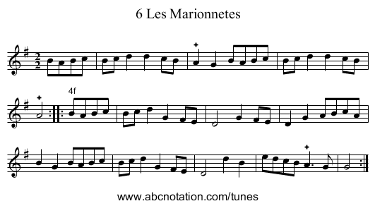 6 Les Marionnetes - staff notation