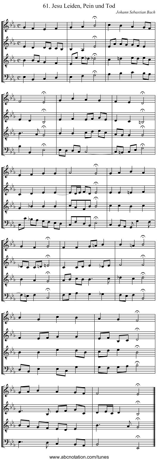 61. Jesu Leiden, Pein und Tod - staff notation