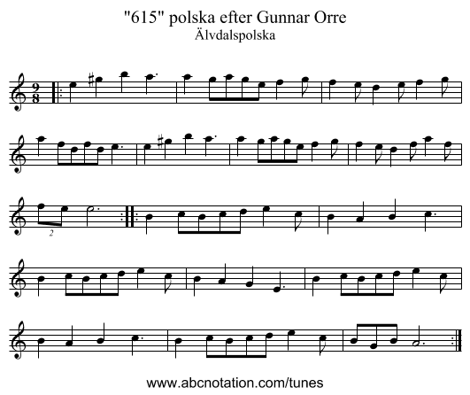 615 polska efter Gunnar Orre - staff notation