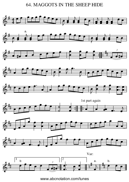 64. MAGGOTS IN THE SHEEP HIDE - staff notation