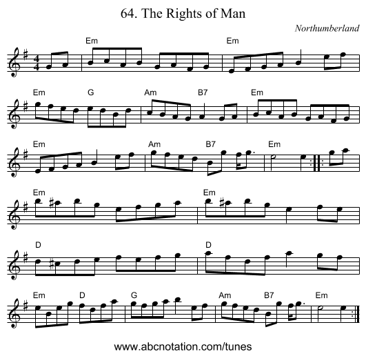 64. The Rights of Man - staff notation