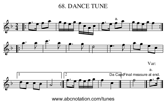 68. DANCE TUNE - staff notation