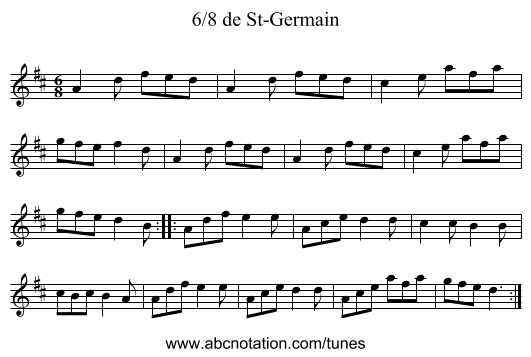 6/8 de St-Germain - staff notation