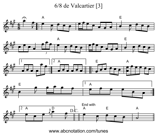 6/8 de Valcartier [3] - staff notation