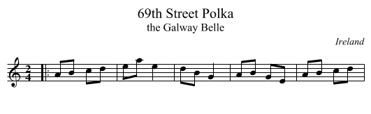 69th Street Polka - staff notation