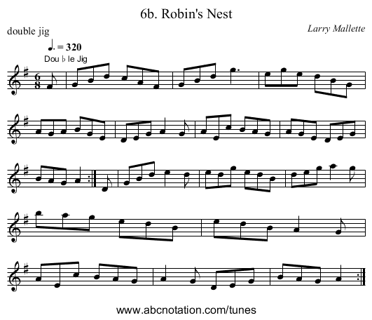 6b. Robin's Nest - staff notation