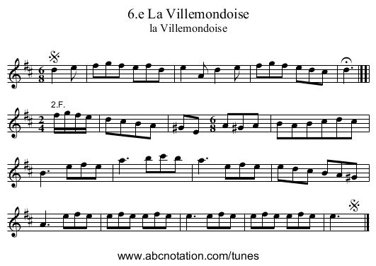 6.e La Villemondoise - staff notation