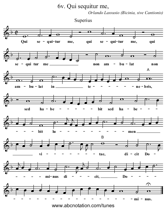 6v. Qui sequitur me, - staff notation