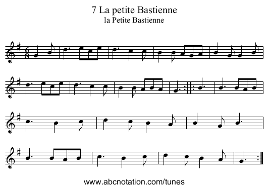 7 La petite Bastienne - staff notation